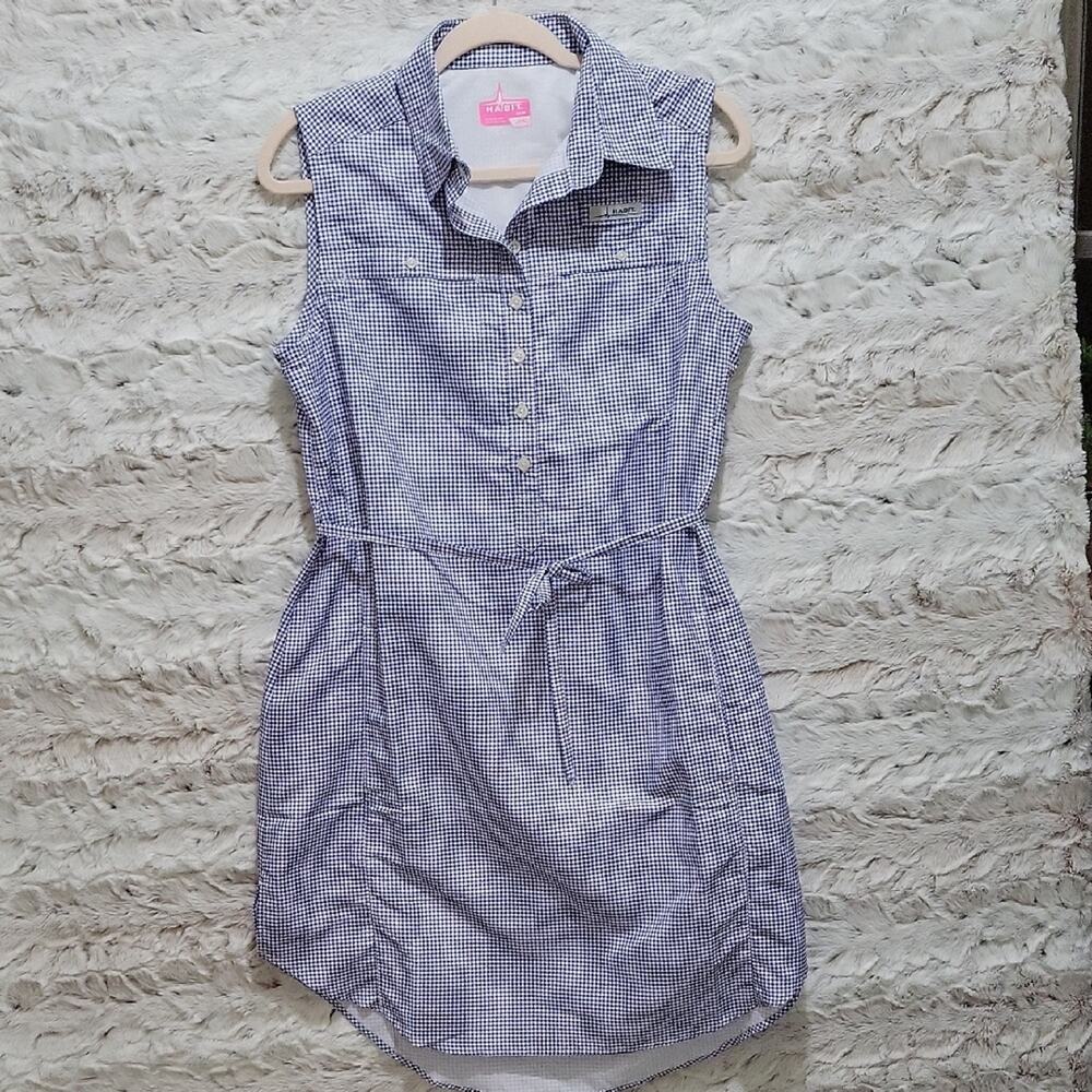 HABIT Sun Ridge River Guide Shirt Dress Womens M Blue Gingham, Gorpcore, Outdoor